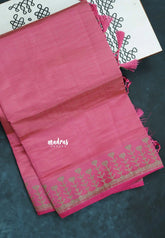 Dual Shade Pink - Raaga - Semi Tussar Heart Stripes Border with piping