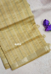 Golden Sandal Shine - Raaga - Semi Tussar Saree Stripes Weaving Body with Tiny Border - Best for Small Functions