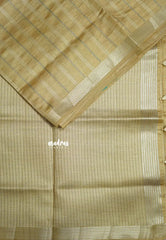 Golden Sandal Shine - Raaga - Semi Tussar Saree Stripes Weaving Body with Tiny Border - Best for Small Functions