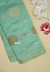 Pastel Green - Raaga - Semi Tussar Saree Thread Weaving Buttas with Tiny Border