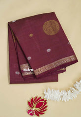 Wine brown - Raaga - Semi Tussar Saree Thread Weaving  Buttas with Tiny Border