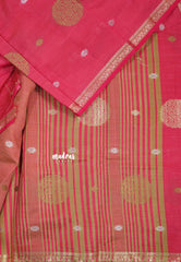 Queen's Pink - Raaga - Semi Tussar Saree Thread Weaving Buttas with Tiny Border