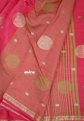 Queen's Pink - Raaga - Semi Tussar Saree Thread Weaving Buttas with Tiny Border