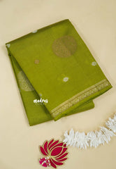 Sap Green - Raaga - Semi Tussar Saree Thread Weaving Buttas with Tiny Border