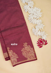 Majestic Maroon - Raaga - Semi Tussar Plain body with Vanamaya Border