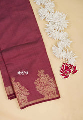 Majestic Maroon - Raaga - Semi Tussar Plain body with Vanamaya Border