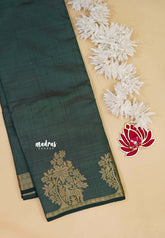 Mystic Bottle Green - Raaga - Semi Tussar Plain body with Vanamaya Border