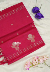Queen's Pink - Raaga - Lightweight Semi tussar saree with zari bloom border with buttas - Perfect for Festive Moments