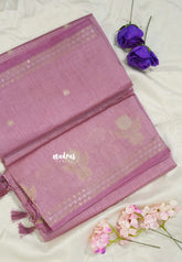Onion Pink - Raaga - Lightweight Semi tussar saree with zari bloom border with buttas - Perfect for Festive Moments
