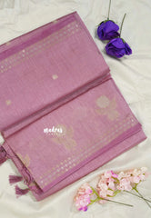 Onion Pink - Raaga - Lightweight Semi tussar saree with zari bloom border with buttas - Perfect for Festive Moments