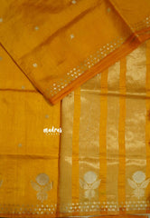Orange Yellow - Raaga - Lightweight Semi tussar saree with zari bloom border with buttas - Perfect for Festive Moments
