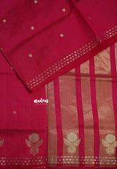 Queen's Pink - Raaga - Lightweight Semi tussar saree with zari bloom border with buttas - Perfect for Festive Moments
