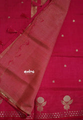 Queen's Pink - Raaga - Lightweight Semi tussar saree with zari bloom border with buttas - Perfect for Festive Moments