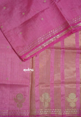 Rose Pink - Raaga - Lightweight Semi tussar saree with zari bloom border with buttas - Perfect for Festive Moments