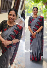 Grey - Nandhitha sambalpuri ikkat khadi Actress Revathi mam saree
