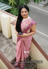 Muted Pink - Rukmani - Premium Tussar Silk with Embroidery Outline - Best for Evening Functions | Casual Occasions