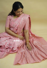 Blush Rose - Pushpavalli - Rich Banarasi Silk with Full Floral Weaving Body