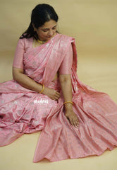 (PRE-BOOKING) Blush Rose - Pushpavalli - Rich Banarasi Silk with Full Floral Weaving Body