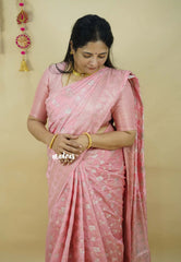 (PRE-BOOKING) Blush Rose - Pushpavalli - Rich Banarasi Silk with Full Floral Weaving Body