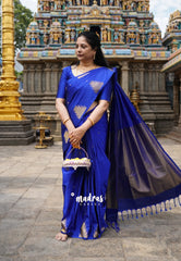MS Blue - Hamsavalli – Soft Silk Elegance saree with temple weaving rich pallu