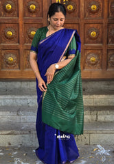 (PRE-BOOKING) MS Blue - Maheswari - Premium lightweight cotton silk with contrast pallu and blouse
