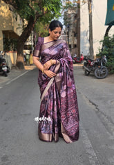 Midnight Brown - Seetha - Soft Mangalore silk floral design with Border - Best for Festive Wear