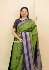 Sap Green - Thendral - Kanchi semi silk buttas body rettapetta border