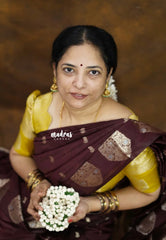 Coffee Brown - Vasantha Raagam - Banarasi mashru Silk with Antique Zari Border and buttas - Perfect for Wedding Wear