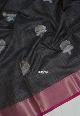 Muted Brown Shade - Ramyam - Soft Jute Banarasi Silk with Contrast Pallu and Blouse - Perfect for Pooja Functions