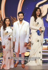 Ivory Cream - Aathini - Tamizh Words Handblock Printed Bamboo Cotton Double Blouse Combo