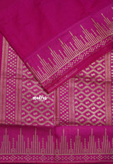 Fuchsia Pink - Raaga - Raw Mango Tussar Silk with Stripe Temple Border and Piping - Best for Pooja Days