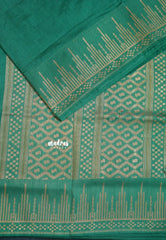 Seafoam Green - Raaga - Raw Mango Tussar Silk with Stripe Temple Border and Piping - Best for Pooja Days