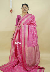 Rose Pink - Raaga - Premium Raw Mango silk saree with Rettabeta Border and Buttas