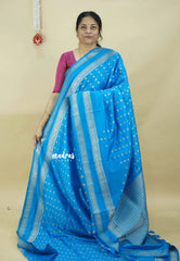 Blue Muse - Raaga - Premium Raw Mango silk saree with Rettabeta Border and Buttas