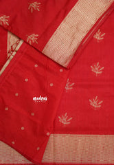 Classic Red - Raaga - Raw Mango Tussar Silk with Trendy buttas and Getti Border with piping