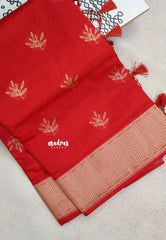 Classic Red - Raaga - Raw Mango Tussar Silk with Trendy buttas and Getti Border with piping
