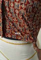 Dark Red - Stretchable Fabric = Stress-Free Fit ✨ Lycra Cotton Readymade Kalamkari printed Blouse – Perfect Fit Comfort
