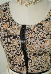 Dark Chocolate Brown(Nearest Black) - Stretchable Fabric = Stress-Free Fit ✨ Lycra Cotton Readymade Kalamkari printed Blouse – Perfect Fit Comfort