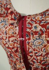 Maroon-Red - Stretchable Fabric = Stress-Free Fit ✨ Lycra Cotton Readymade Kalamkari printed Blouse – Perfect Fit Comfort