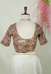 Brick Maroon (Flower) - Stretchable Fabric = Stress-Free Fit ✨ Lycra Cotton Readymade Kalamkari printed Blouse – Perfect Fit Comfort