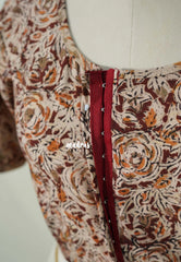 Brick Maroon (Flower) - Stretchable Fabric = Stress-Free Fit ✨ Lycra Cotton Readymade Kalamkari printed Blouse – Perfect Fit Comfort