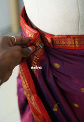 Dual Shade Magenta - Ready to Wear Stitched Sico Gadwal Semi Silk Saree with Contrast Pallu and Blouse - Best for Wedding Functions