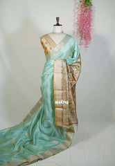 Soft sea green - Roopa - Premium Chappa semi Tussar with Madhupani Prints - Perfect for Small Functions