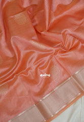 Soft Peach - Roopa - Premium Chappa semi Tussar with Madhupani Prints - Perfect for Small Functions