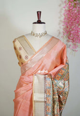 Soft Peach - Roopa - Premium Chappa semi Tussar with Madhupani Prints - Perfect for Small Functions
