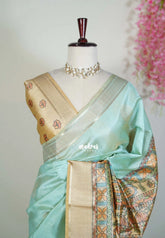 Soft sea green - Roopa - Premium Chappa semi Tussar with Madhupani Prints - Perfect for Small Functions