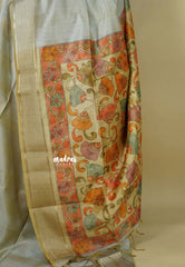 Pearl Mist - Roopa - Semi tussar with kalamkari pallu