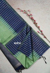 Dark Pista Green - Roopa - Premium Chappa semi Tussar with temple border - Best for Elegant Style