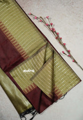 Deep Maroon - Roopa - Premium Chappa semi Tussar with temple border - Best for Elegant Style