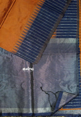 Sunset Flame orange - Roopa - Premium Chappa semi Tussar with temple border - Best for Elegant Style